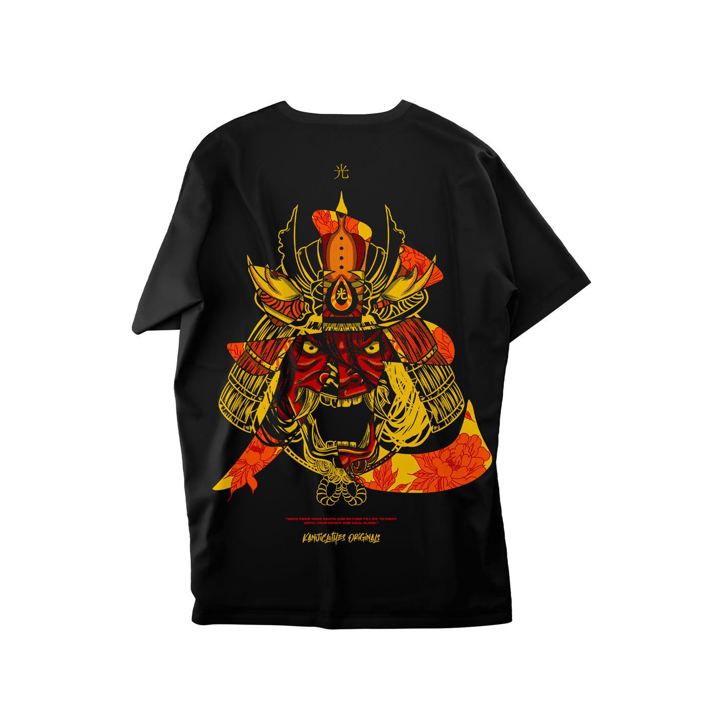 Polera mitología japonesa con diseño Kanji Bushido