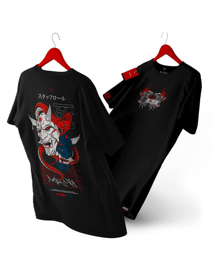 Polera mitología japonesa con diseño Naku Hannya