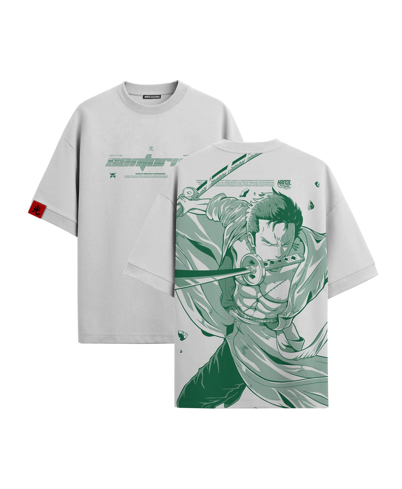 Polera Oversize Anime One Piece Roronoa Zoro #color_blanco